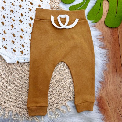 CONJ. DE MALHA 3 PEÇAS - Baby Raposinhas - Caramelo e Off White
